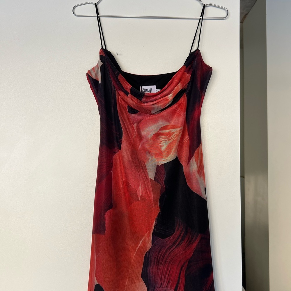Princess Polly Red and Black Draped Dress